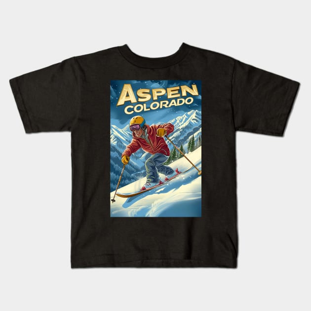 Aspen Colorado Kids T-Shirt by Studio Red Koala